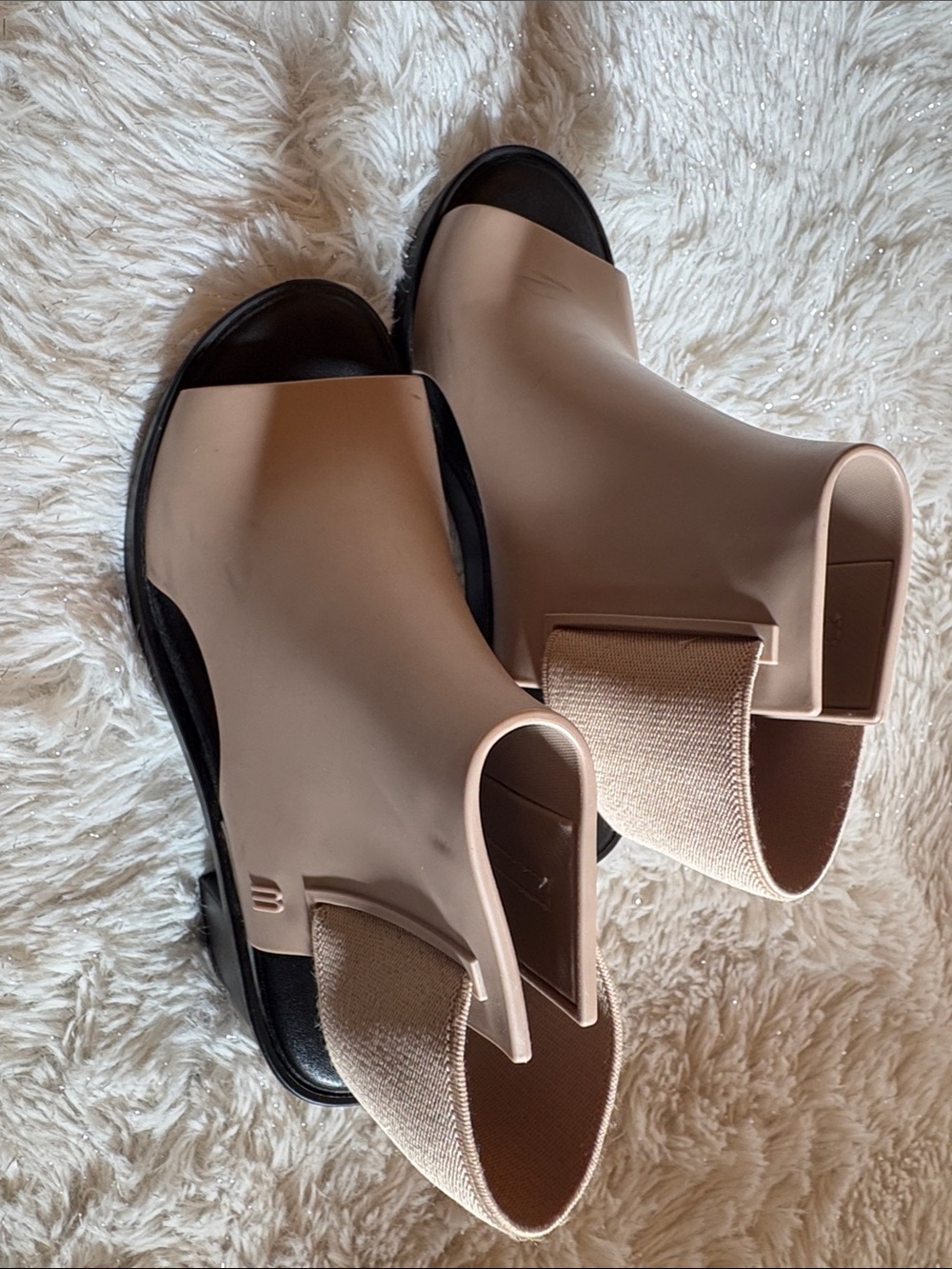 Melissa elastic Dance peep-toe booties